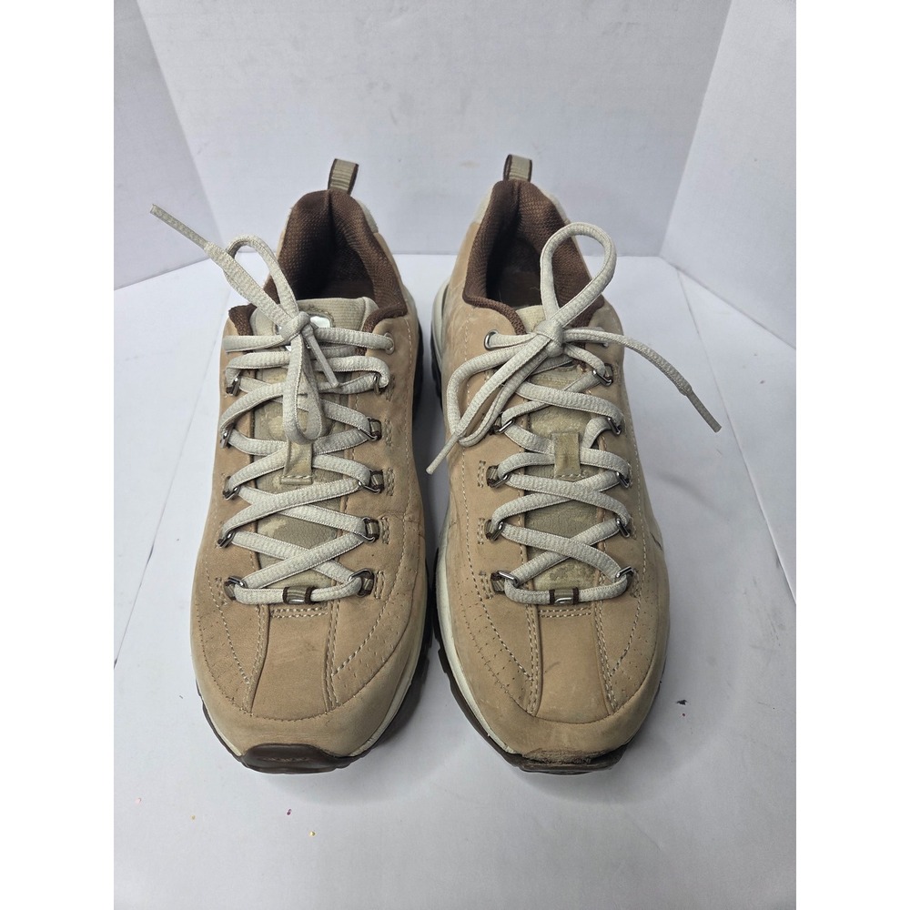 Skechers Sport Premium Tan Nubuck Leather Chunky Sneakers Womens Low Top Shoes